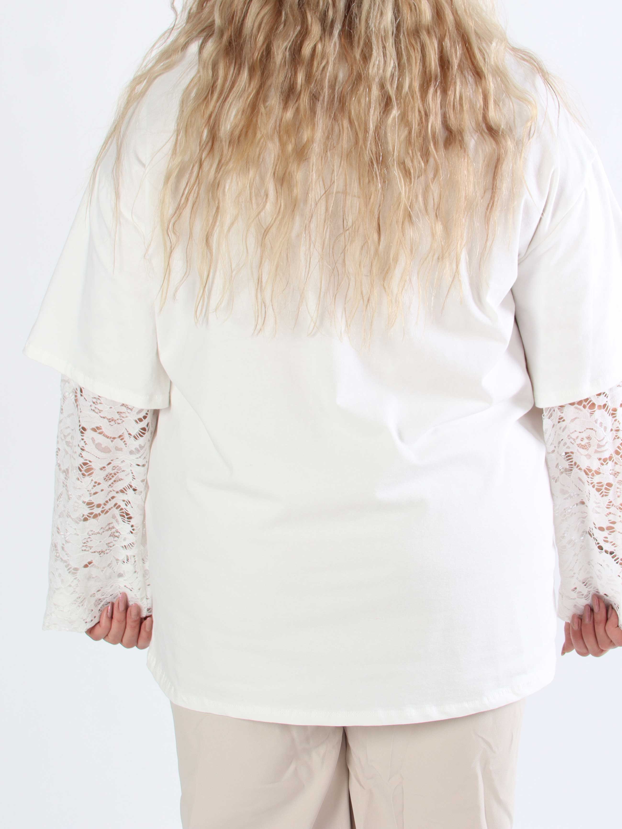 Valerie - T-shirt i bomuld med lange blonde ærmer